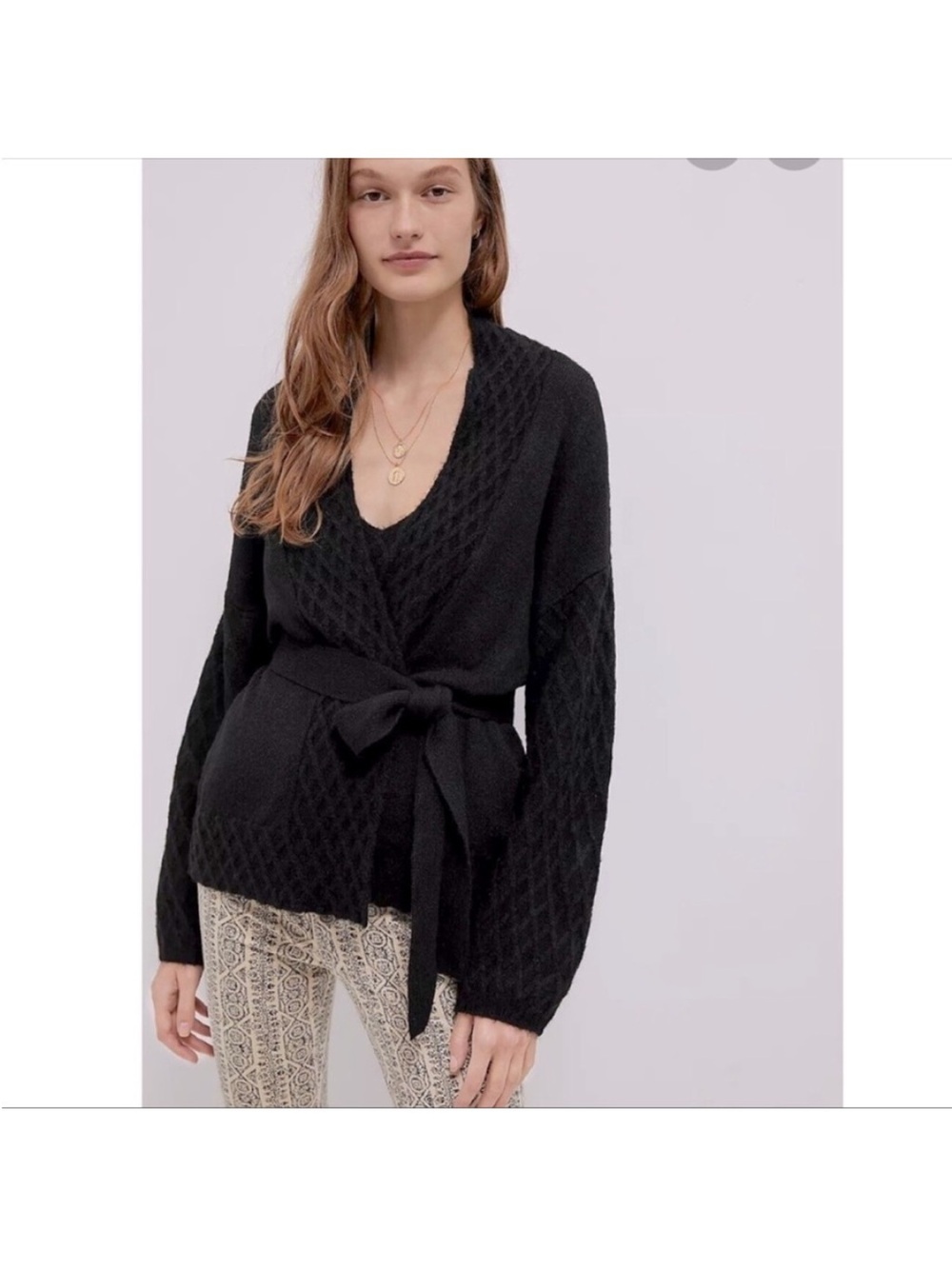 NWT Anthropologie Fenna Textured Knit Wrap Cardigan Size L